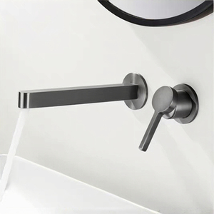 <span class=keywords><strong>JVK</strong></span> Massiver Messing Einhand-Wandarmatur, modern, minimalistisch, poliert, für Badezimmer, mit Keramikventilkern, 4 Zoll Centerset - Product Image 3