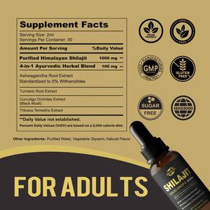Suplemento de Complejo de Shilajit de Venta Caliente OEM ODM, Gotas Líquidas de Resina de Shilajit del Himalaya con Ashwagandha y Cúrcuma - Product Image 4