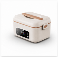 Boîte à lunch électrique sans fil rechargeable sur batterie, chauffe-plats portable 1,1-2,0 L en acier inoxydable avec minuterie, pour soins bucco-dentaires