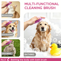Kit de toilettage et de nettoyage pour animaux de compagnie 5-en-1 : Gants de lavage pour chien, brosse de bain en silicone et plastique, brosse à shampoing pour chien – Produit de nettoyage premium pour animaux de compagnie
