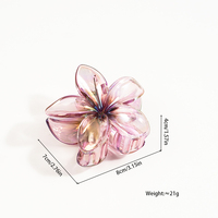 Pince à cheveux multifonction pour femme, motif hibiscus léopard dégradé semi-transparent, en plastique respirant, 8 cm, fleur hawaïenne
