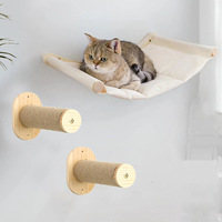 Arbre à chat mural en bois de luxe classique à monter soi-même, avec plusieurs niveaux, échelle en corde de sisal, design escalier à quatre marches, emballé en carton