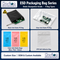 Sacs antistatiques colorés (bleu / rose / jaune) – Sacs ESD personnalisables thermoscellables à ouverture supérieure pour emballage électronique