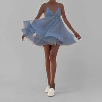 H-81110 Nouvelle robe plissée bouffante tendance, décontractée, sexy, à bretelles, col en V, dos nu