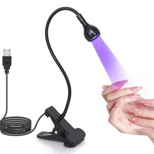 Lampe UV LED 3W noire et argentée à col de cygne et pince, 35NM, pour séchage et polymérisation des ongles en gel – Meilleure vente - Product Image 1