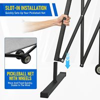 Filet de pickleball portable rétractable avec roues, 22 pieds, système de filet robuste avec cadre métallique pour jardin, garage et entraînement