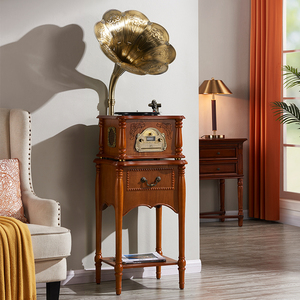 Cổ điển bằng gỗ gramophone Retro Vinyl Máy quay đĩa ghi âm Máy nghe nhạc cổ gramophone Vinyl đa Turntable thu âm thanh - Product Image 2