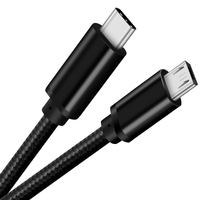 Câble USB-C vers Micro 5 broches en nylon tressé, charge rapide 1M 3A, avec garantie de 12 mois pour ordinateur et appareil photo