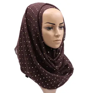 ผ้าพันคอกลิตเตอร์แฟชั่นผ้าคอตตอนของผู้หญิง,ฮิญาบฮิญาบเงางามห่ออาหรับฮิญาบคอลเลกชันปี GVS198