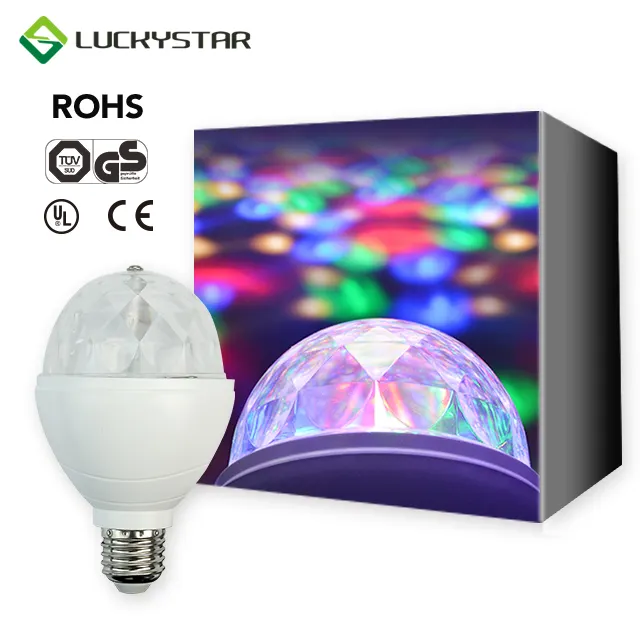 E27 3W Colorful Auto Rotating RGB LED Bulb Light Party Lamp For decoration Disco home