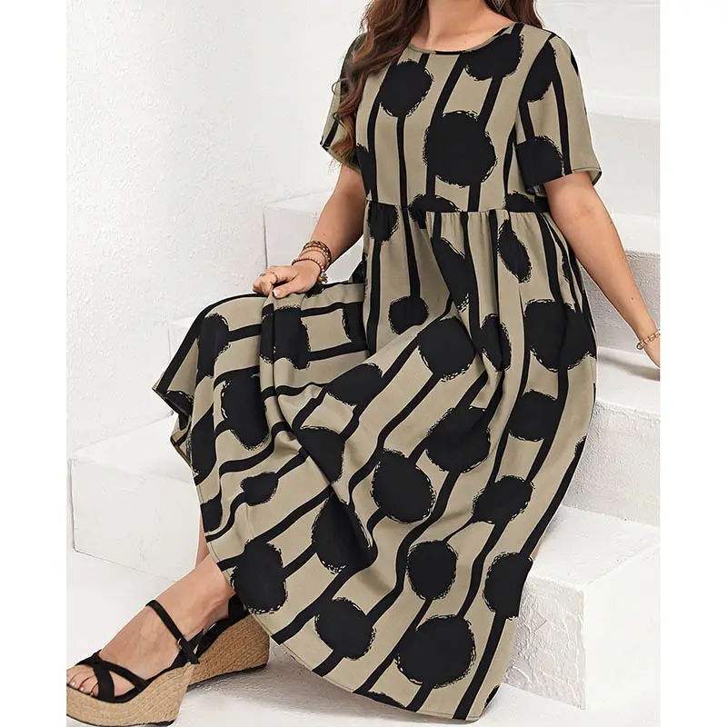 Thời Trang Phụ Nữ Ăn Mặc Phụ Nữ Mùa Hè Giản Dị, Ăn Mặc Thanh Lịch Đảng Hoa Maxi Dress 2024 Dot Chắp Vá/