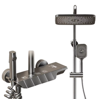 Ensemble de douche multifonctionnel thermostatique à poignée unique, finition céramique brossée, fixation murale, jet doux, robinets de douche pour salle de bain