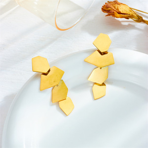 Geometric Pendant Earrings Irregular Square Stainless Steel Party Fashion Dangle Earrings E5079 - Product Image 3