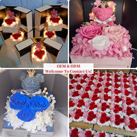 Boîte à bijoux en forme d'ours en mousse avec rose éternelle à double porte, boîte cadeau de Noël, boîte à rouge à lèvres pour la Saint-Valentin, fleur éternelle
