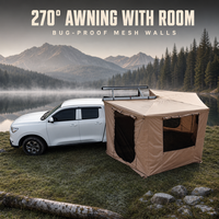 Auvent latéral de voiture à 270 degrés avec éclairage LED intégré, imperméable, autoportant, en toile Oxford pour le camping en plein air