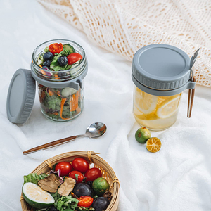 Amazons Newly 10oz Glass Mason Frascos <span class=keywords><strong>de</strong></span> avena durante la noche con tapas y cucharas Contenedores <span class=keywords><strong>de</strong></span> plástico herméticos <span class=keywords><strong>para</strong></span> almacenamiento <span class=keywords><strong>de</strong></span> alimentos - Product Image 5