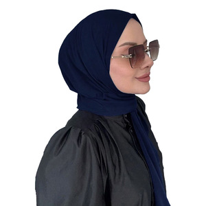 Khăn hijab thời trang mới nhất Malaysia dành cho nữ giới Hồi giáo, kiểu dáng thanh lịch, cài nút phía trước, màu trơn, dễ đội, kiểu khăn turban. - Product Image 3