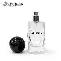 Botella de Perfume de Vidrio Irregular Única de 50 ml, Nuevo Diseño, Botella de Spray Vacía Personalizada, OEM ODM, Empaque Personalizado