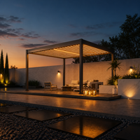Moderne Outdoor-Aluminium-Lamellenpergola mit bioklimatischem Dach, 3x3m 3x4m 3x5m 4x4m 5x3m 6x4m für Garten, Terrasse, Villa