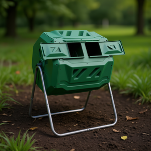 Bac à compost rotatif à double compartiment, système de compostage manuel vert pour jardin - Product Image 2