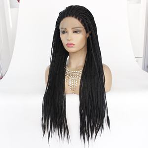 Tresses sans nœuds poshglad perruques tressées courtes, boho boîte sans nœuds tresses perruque blonde perruque afrique dentelle avant avec frange critique express - Product Image 4