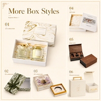 Boîte cadeau rigide de luxe avec papier texturé gaufré, logo en feuille d'or et ruban en satin pour parfums, cosmétiques et emballages cadeaux