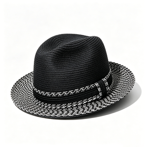 Sombrero de Sol Unisex Negro con Banda Tejida con Patrón Floppy, Personalizado OEM, Transpirable, de Ala Corta, para Viajes al Aire Libre, Playa, Protección Solar, con Cinta ACE - Product Image 4