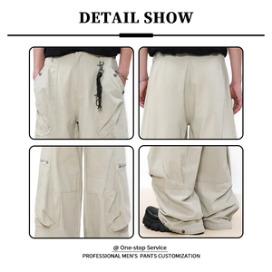 Pantalon cargo YUCE personnalisé pour homme avec fermeture éclair, en sergé 100 % coton tissé, multi-poches, non extensible - Product Image 5