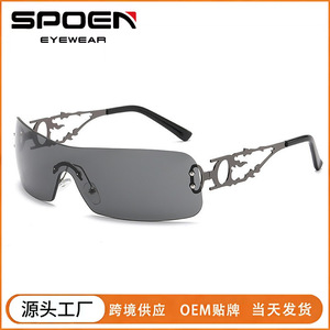 Gafas de Sol Rectangulares Sin Montura, Protección UV400, Unisex, Moda para Adultos - Product Image 5