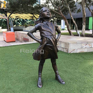 RELONG famoso diseño tamaño real bronce intrépido chica estatua escultura para la venta - Product Image 6