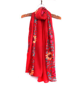 Foulard uni en Viscose florale brodée, Foulard en coton imprimé Bandana indien, Foulard doux, casquette Hijab musulmane - Product Image 6
