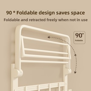 Ensemble de suspension de salle de bain moderne style crème, porte-serviettes en aluminium spatial, design sans perçage pour application extérieure - Product Image 3