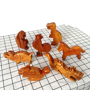 Cubo Mágico Educativo de Madera con Diseño del Zodíaco Chino Luban Lock, Juego Completo de Rompecabezas para Niños, Modelo de Animales para Construir - Product Image 1
