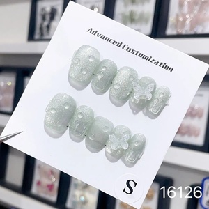 Haute qualité 10 pièces épais acrylique peint à la main ongles à presser <span class=keywords><strong>pas</strong></span> <span class=keywords><strong>cher</strong></span> à la main faux ongles pour le Style de conception d'application de doigt - Product Image 4