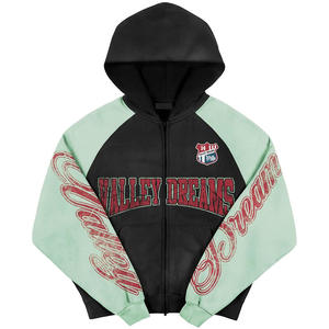 Custom High Quality Sweatsuit <b>Zip</b> <b>up</b> <b>Graphic</b> Printing Distressed Sun Fade Baggy <b>Hoodie</b> Vintage French Terry Tracksuit for Men - Product Image 2