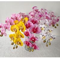 Fleur d'orchidée artificielle au toucher réel G-25042908 pour la décoration de la maison et des mariages, 9 têtes, fleur d'orchidée en latex au toucher réel