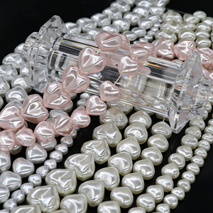 Perles en verre teint en gros, perles en forme de cœur, multicolores, imitation perle, pour la fabrication de bracelets, colliers, bijoux, bricolage - Product Image 3