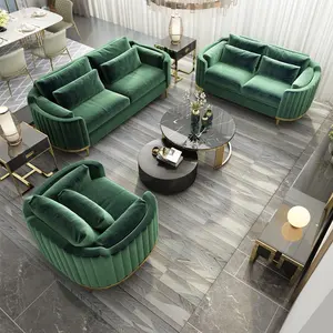 Procare Luxe Sofa Woonkamer Bank Sets Italiaanse Moderne Stof Fluwelen Sofa Set Meubels