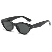 F53B01 Lunettes de soleil rétro petit cadre beige Ovale Vintage oeil de chat Rivet femmes Nuances personnalisées Lunettes de soleil