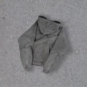 Custom Streetwear Washed Hoodies Mens Print Logo 450gsm Fleece Vintage Distressed Zip up Hoodie - Product Image 3