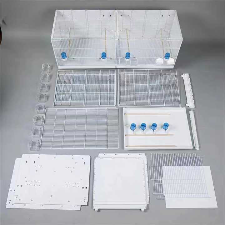 Stackable and Collapsible White Wire Canary Breeding Cages Handmade Love Bird Cage Carton Package