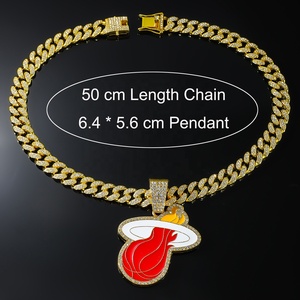 Collier personnalisé de luxe <span class=keywords><strong>Miami</strong></span> Heat unisexe, style hip-hop, en alliage plaqué argent/or, avec chaînes cubaines, pour les champions de basketball - Product Image 5