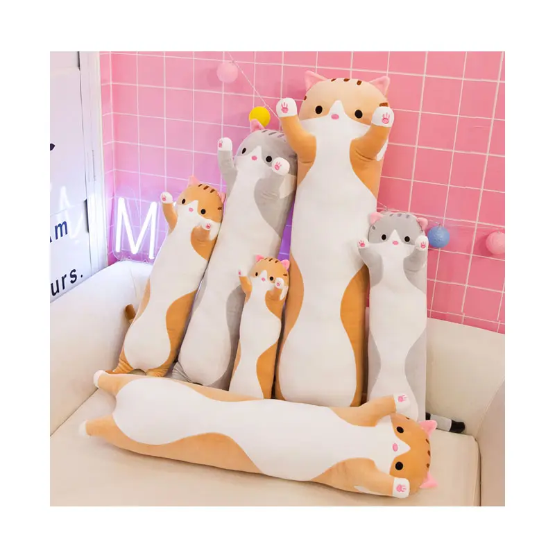 Nouveau design de jouets pour le coucher jouets en peluche chat en peluche long oreiller doux gros chat câlin oreiller en peluche compagnon de couchage jouets