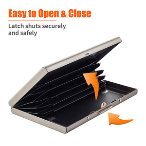 Rfid chặn thép không gỉ chủ thẻ tín dụng trường hợp giữ 6 thẻ dễ dàng mở và đóng - Product Image 2