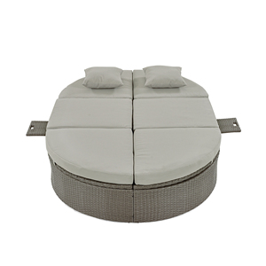 Modern Foldable Outdoor Sun Bed <b>Daybed</b> with Cushions & Pillows <b>Rattan</b> Iron Frame Reclining Chaise 2-Person Outdoor Furniture - Product Image 4
