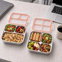 Boîte à lunch pour adultes, couleur personnalisée, sans BPA, plateau amovible en acier 304, 600 ml, 3 compartiments, passe au lave-vaisselle, pour la maison, le bureau, l'école