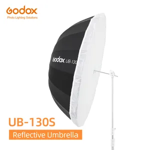 Godox UB-130S 51 인치 130cm 포물선 블랙 반사 우산 스튜디오 라이트 우산 블랙 실버 디퓨저 커버 천