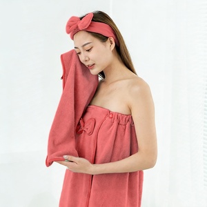 Wholesale <strong>Wrap</strong> Bath <strong>Towel</strong> with <strong>Velcro</strong> Soft Absorbent Spa 3 Pieces Bath <strong>Towel</strong> Set for Women - Product Image 6