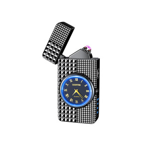 Encendedor Electrónico con Reloj, Linterna y Doble Arco Metálico Resistente al Viento, con Reloj y Linterna, Encendedor de Cigarrillos Portátil, Regalo - Product Image 1