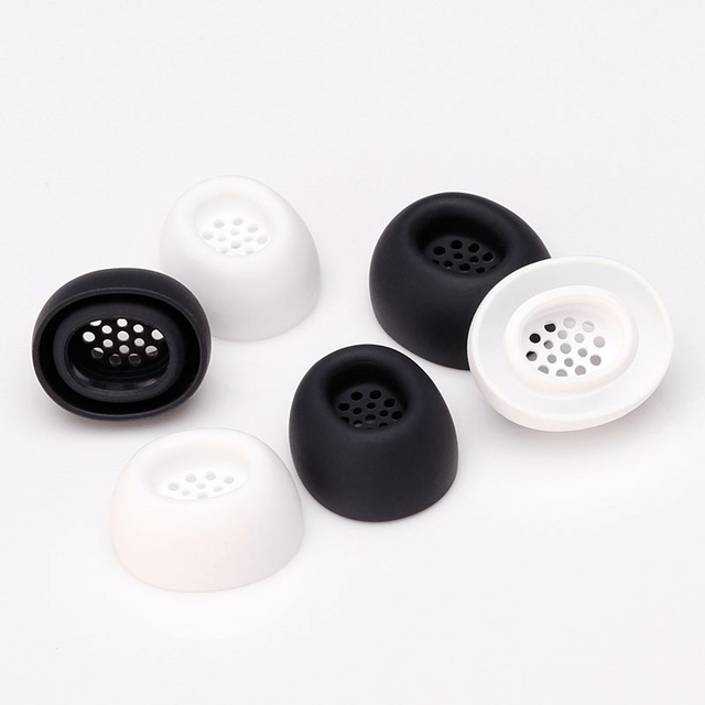 SHT Eco-Friendly Silicone Ear Tips Replacement for Buds 3 S/M/L Sizes Black/White Colors